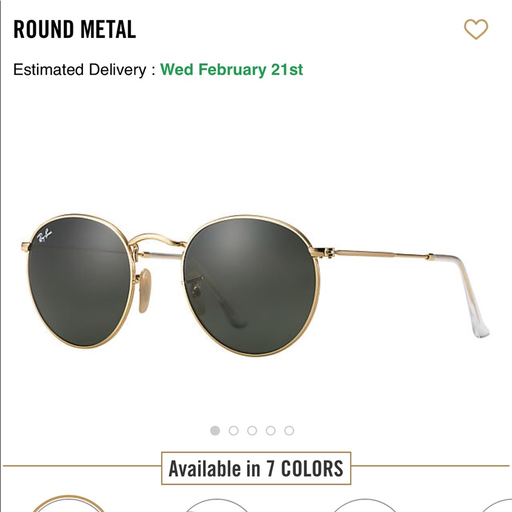 Round metal gold ray bans with black case